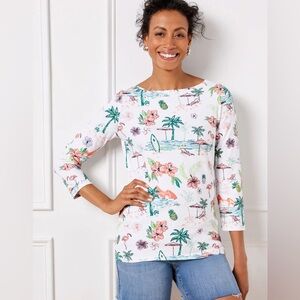 Talbots Bateau Neck Tee- Scenic Beach